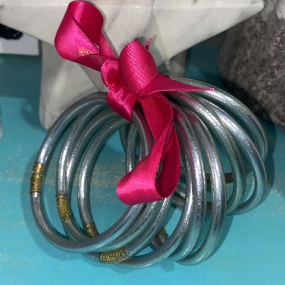 Budhagirl silver all weather bangles size small